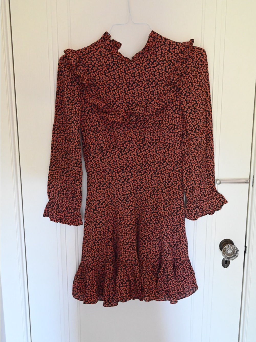 Doen Rust Floral Ruffle Mini Dress